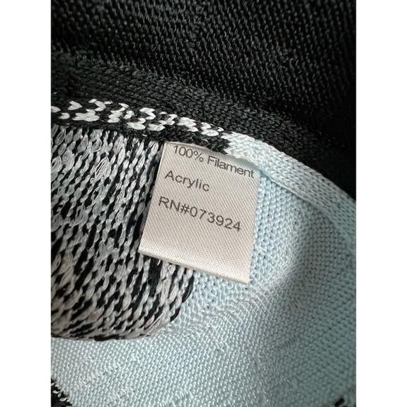 Ming Wang Black Blue Acrylic Knit Button Front Sweater Jacket Size Petite M - Picture 7 of 8